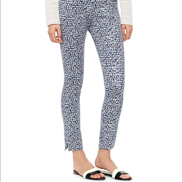NWT Tory Burch Peninsula Blue Tribal Ponté Pants - Picture 1 of 3